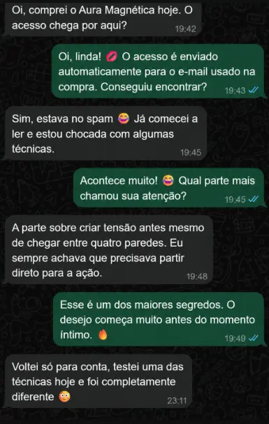 Conversa ilustrativa de atendimento da Aura Magnética